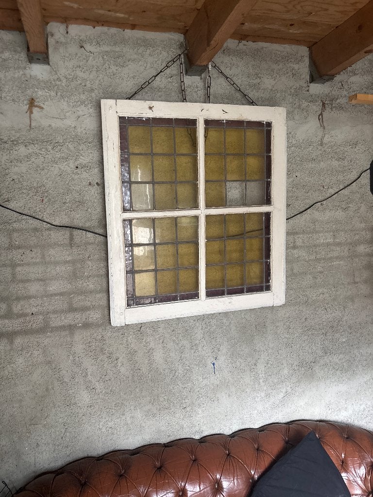 Glas in lood decoratie raam, Ophalen, Gebruikt, Hout, Decoratieobject