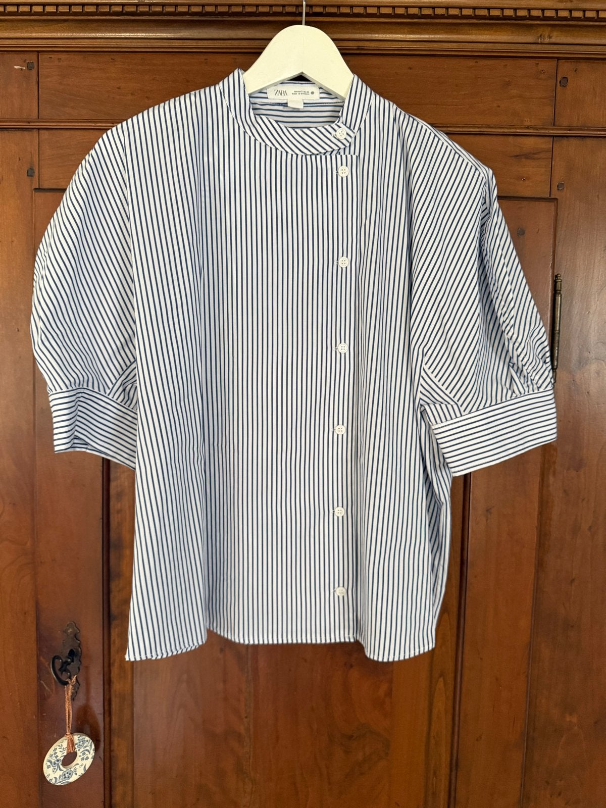 Zara gestreepte blouse met pofmouwen, nieuw, Kleding | Dames, Blouses en Tunieken, Ophalen of Verzenden, Nieuw, Maat 36 (S), Blauw
