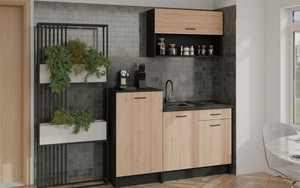 keuken 160 cm nieuw beste deal beste prijs actie 160 cm nieu, Overige materialen, Zwart, Nieuw, Enkelwandige keuken