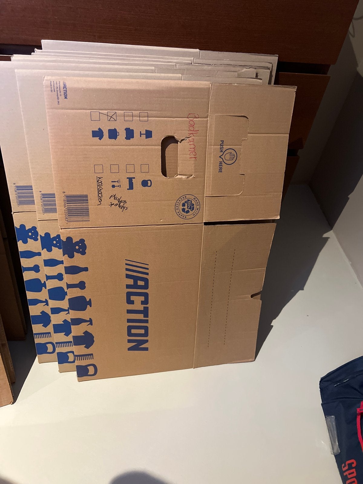 Grote partij verhuisdozen (diverse merken en maten), Doe-het-zelf en Verbouw, Kratten en Dozen, Gebruikt, Doos, 50 tot 75 cm, 35 tot 50 cm