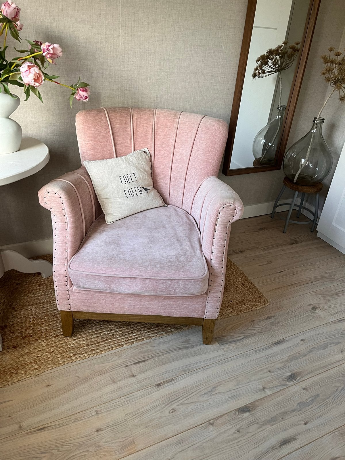 Riviera Maison Fauteuil Roze - gebruikt, Ophalen, Gebruikt, Stof, 75 tot 100 cm