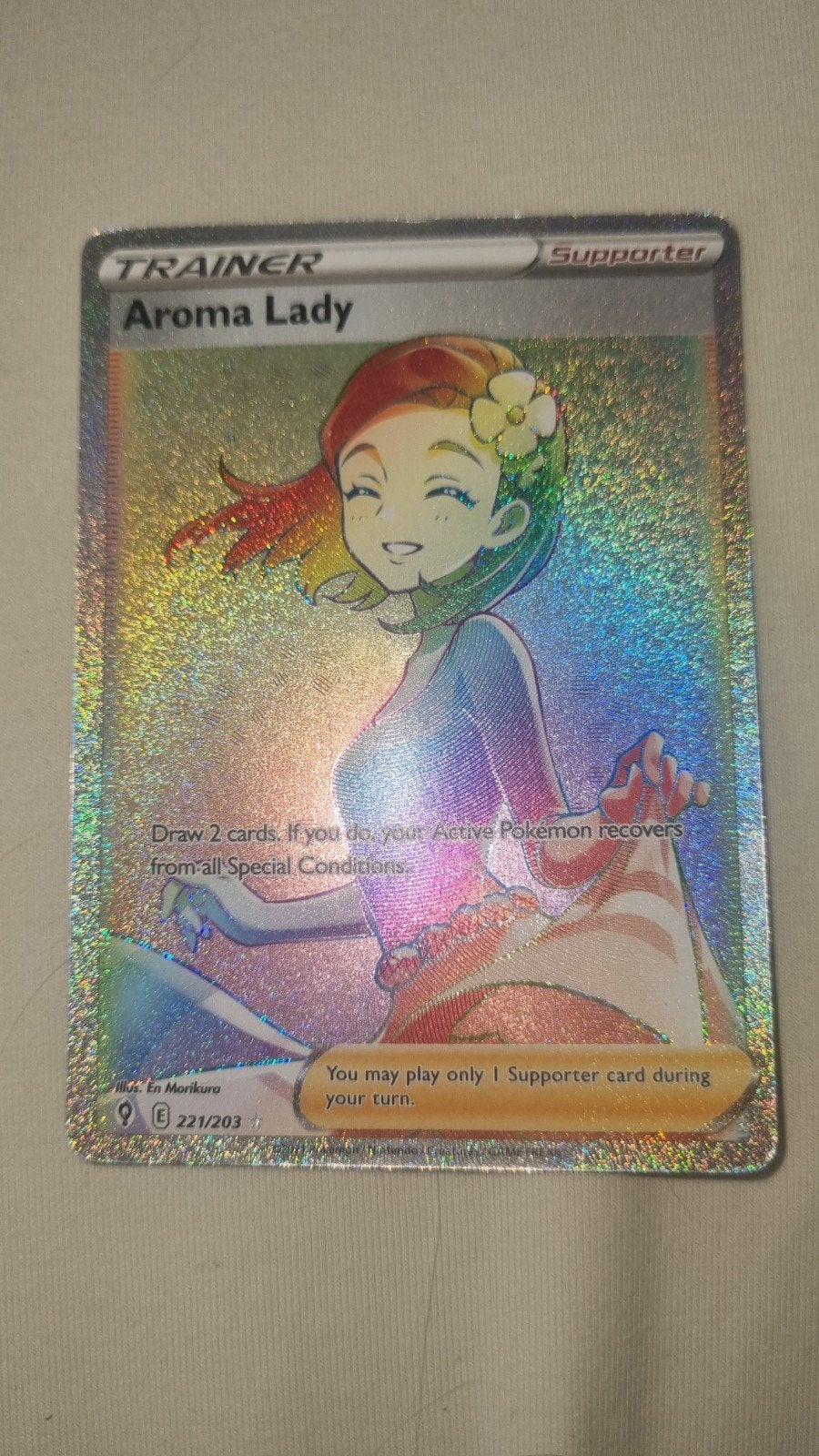 Pokémon Aroma Lady Full Art Trainer Kaart, Ophalen of Verzenden, Zo goed als nieuw, Losse kaart, Foil