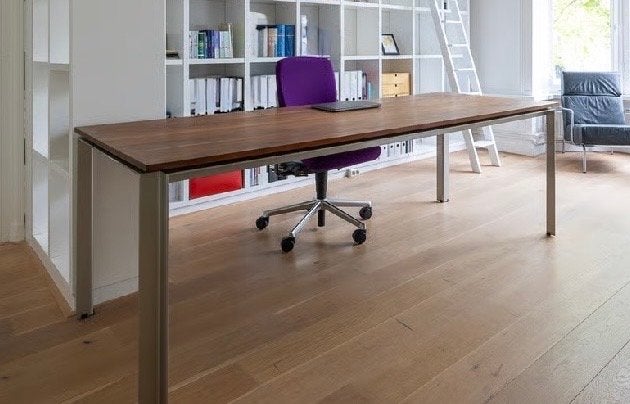 Eetkamer tafel of bureau massief hout 220x90 chromen poten, Huis en Inrichting, Tafels | Eettafels, Ophalen, 200 cm of meer, 50 tot 100 cm