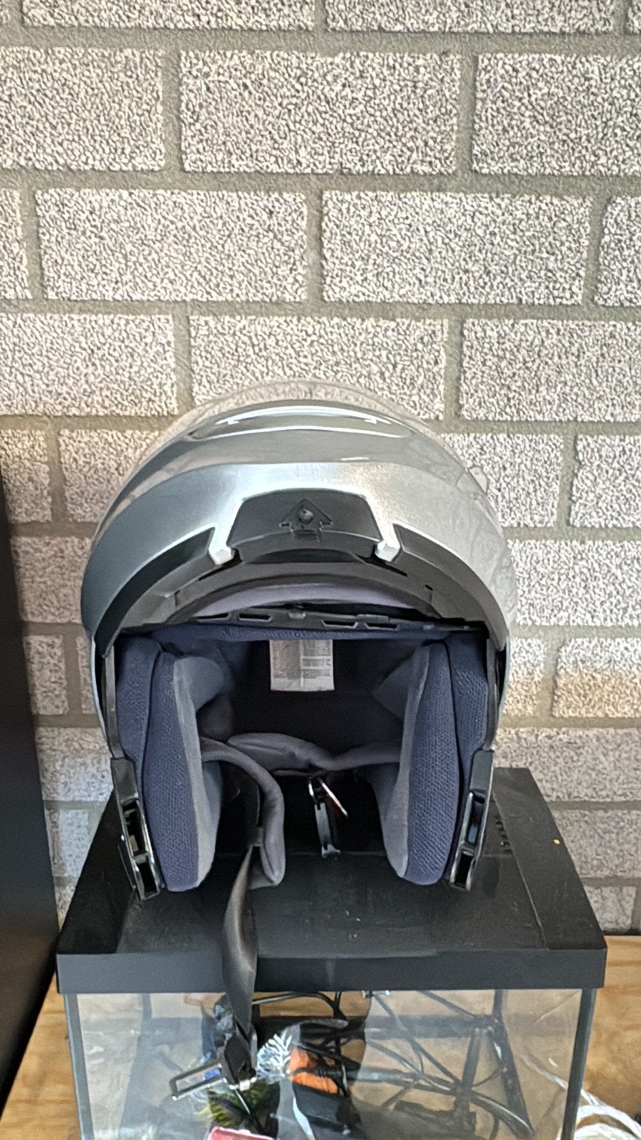 zilverkleurige HJC FS-MAX systeemhelm, Motoren, Ophalen, Tweedehands, Systeemhelm, HJC