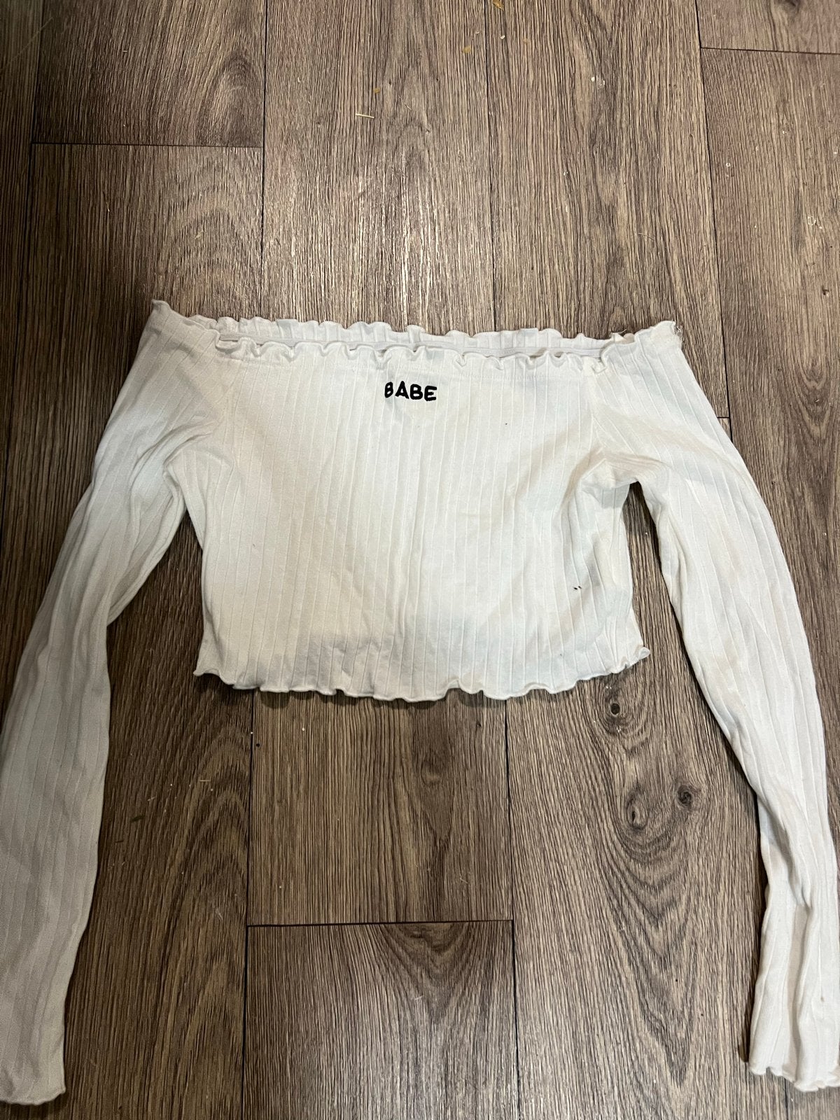 Witte off-shoulder crop top met lange mouwen, Kleding | Dames, Wit, Ophalen of Verzenden, Zo goed als nieuw, Lange mouw