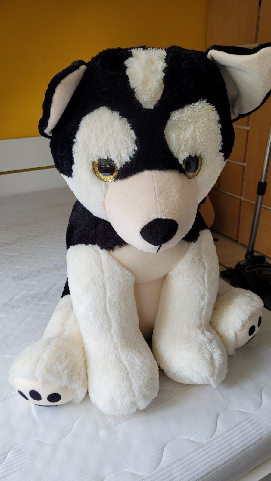 Grote knuffelhond - Zwart/Wit XXL Husky, Overige merken, Overige karakters, Zo goed als nieuw, Groot (groter dan 80 cm)