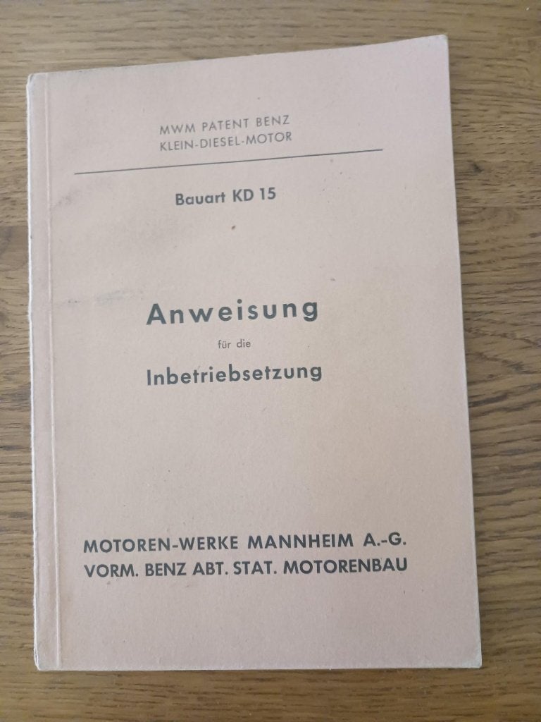 MWM Patent Benz Klein-Diesel motor instructie boekje, Ophalen of Verzenden, Zo goed als nieuw, Merk of Model