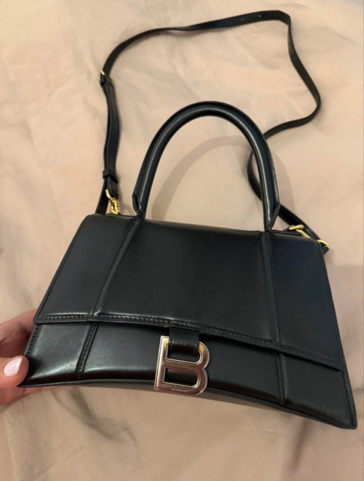 Balenciaga Hourglass XS Handtas Zwart, Ophalen of Verzenden, Zo goed als nieuw, Zwart, Handtas