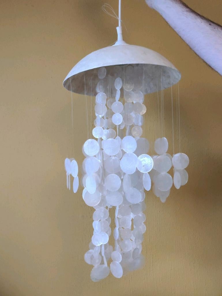 Capiz hanglamp van schelpen, Ophalen, Gebruikt, Overige materialen, Bohemian, Strand, Natuurlijk