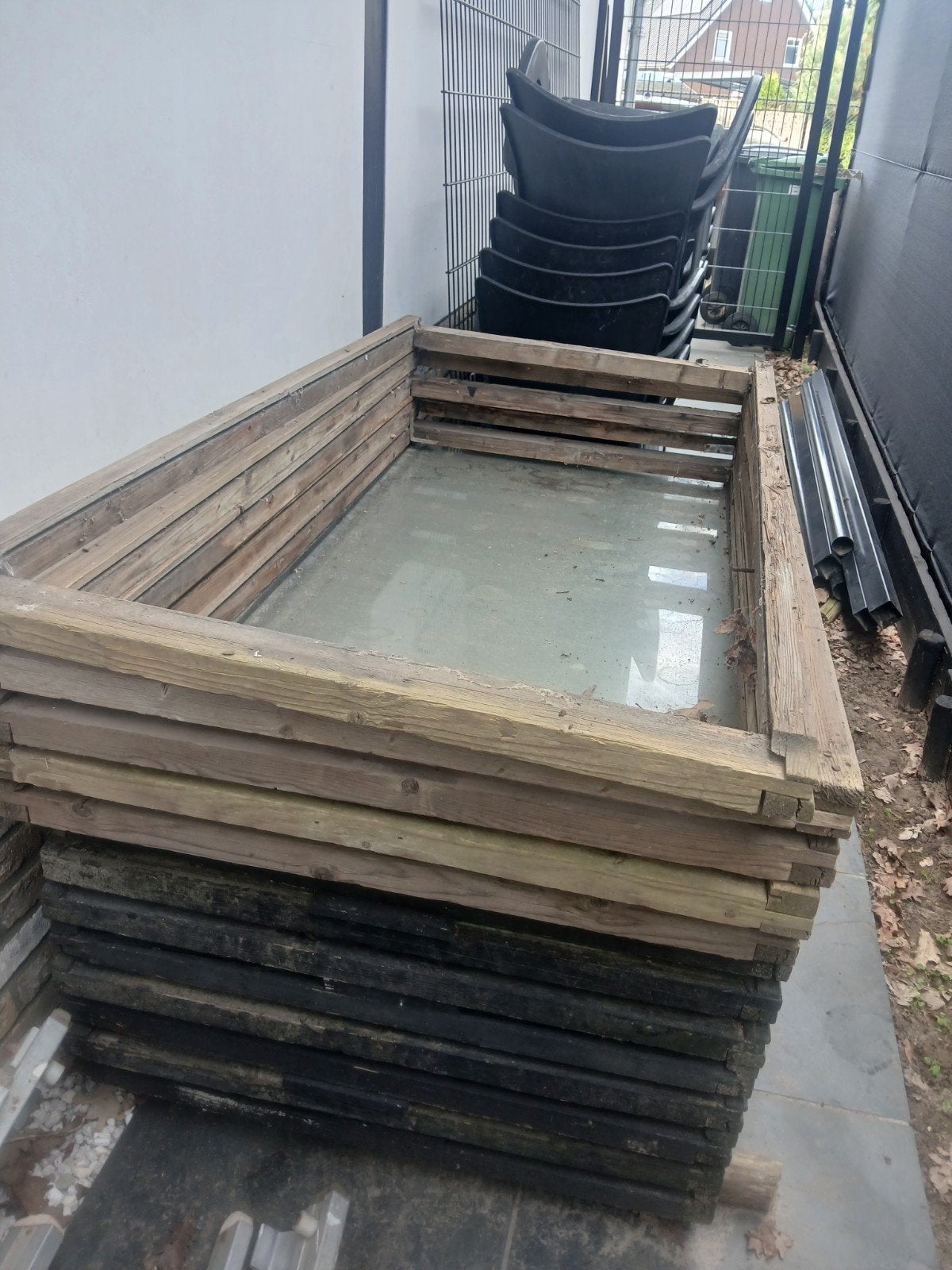 Plat glas frame/Houten frame voor moestuin of plantenbak, Ophalen, Gebruikt
