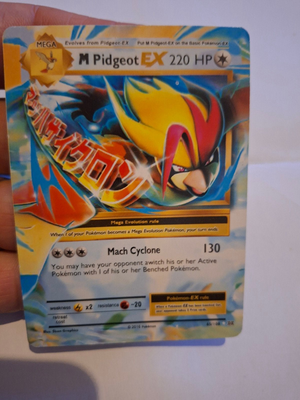 M Pidgeot EX Pokémon kaart - Zo goed als nieuw, Ophalen of Verzenden, Zo goed als nieuw, Losse kaart