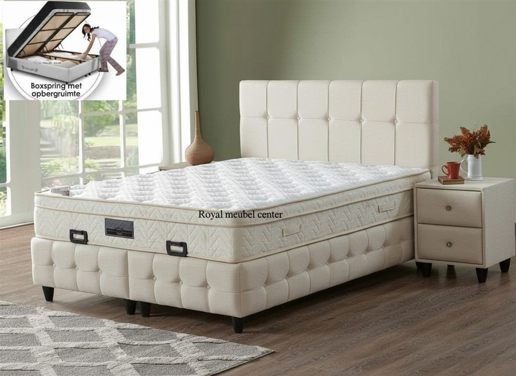 Boxspring Paleis opbergbed complete set-Zelf samenstellen, Ophalen, Nieuw, Tweepersoons