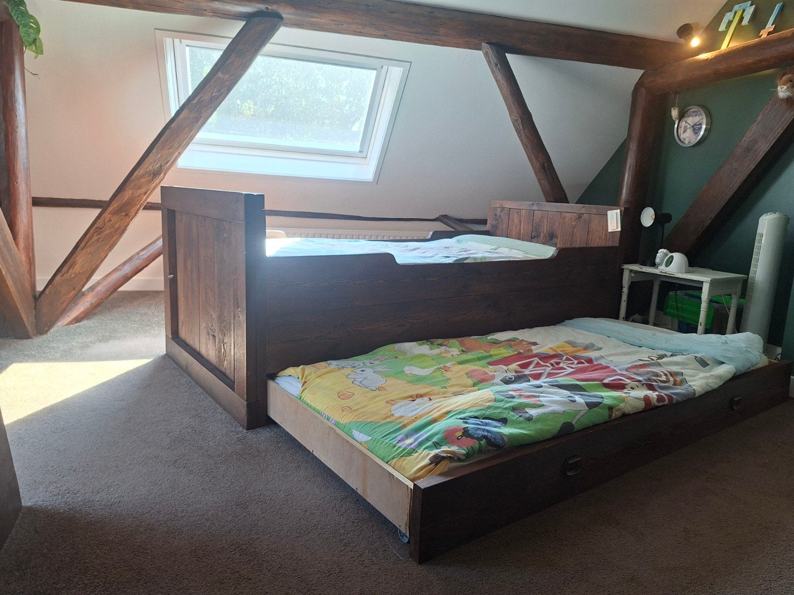robuust  bed met onderschuiflade, 85 tot 100 cm, Gebruikt, 180 cm of meer, Ophalen