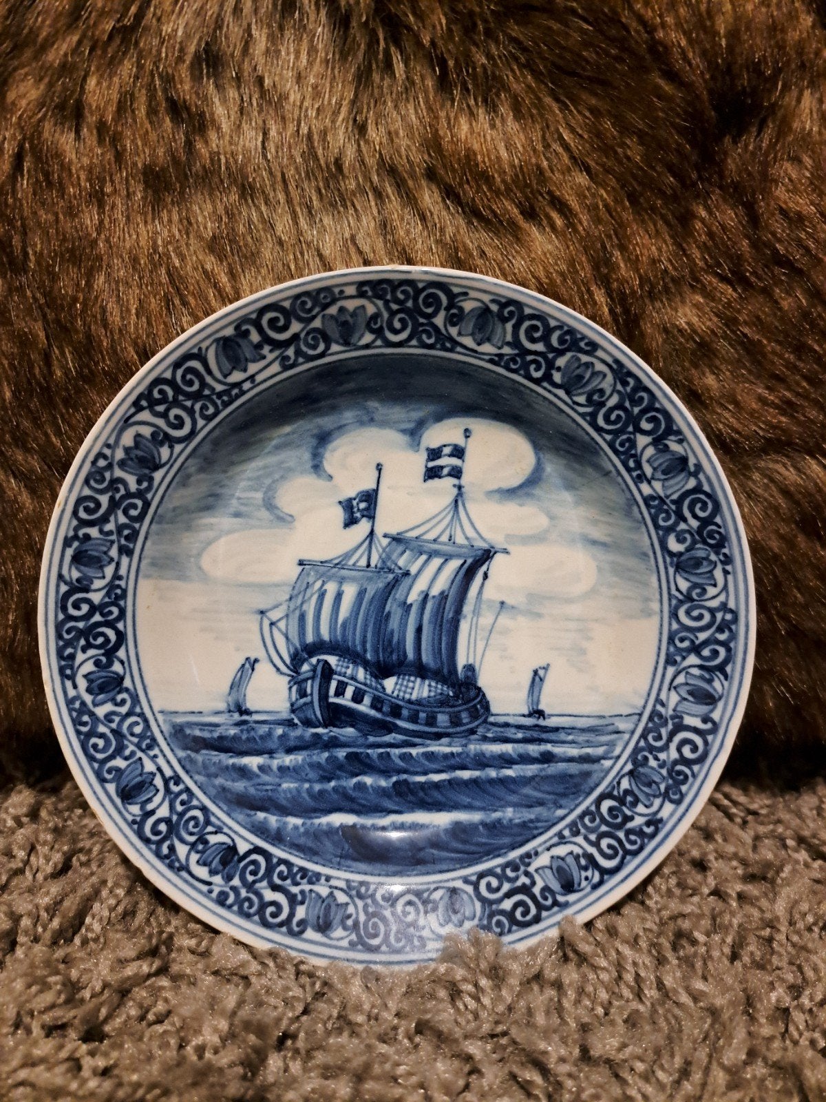 Marklin Delfts Blauw Bordje - Zeilschip Decor, Ophalen