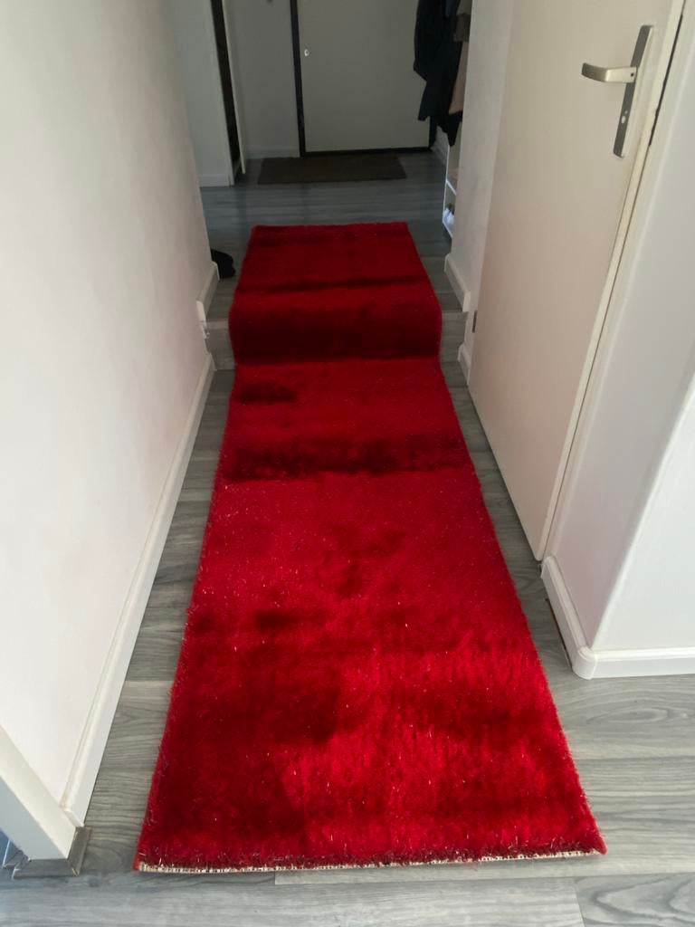 Rode loper met glitter, Huis en Inrichting, Stoffering | Tapijten en Kleden, 200 cm of meer, Zo goed als nieuw, Rechthoekig, Rood