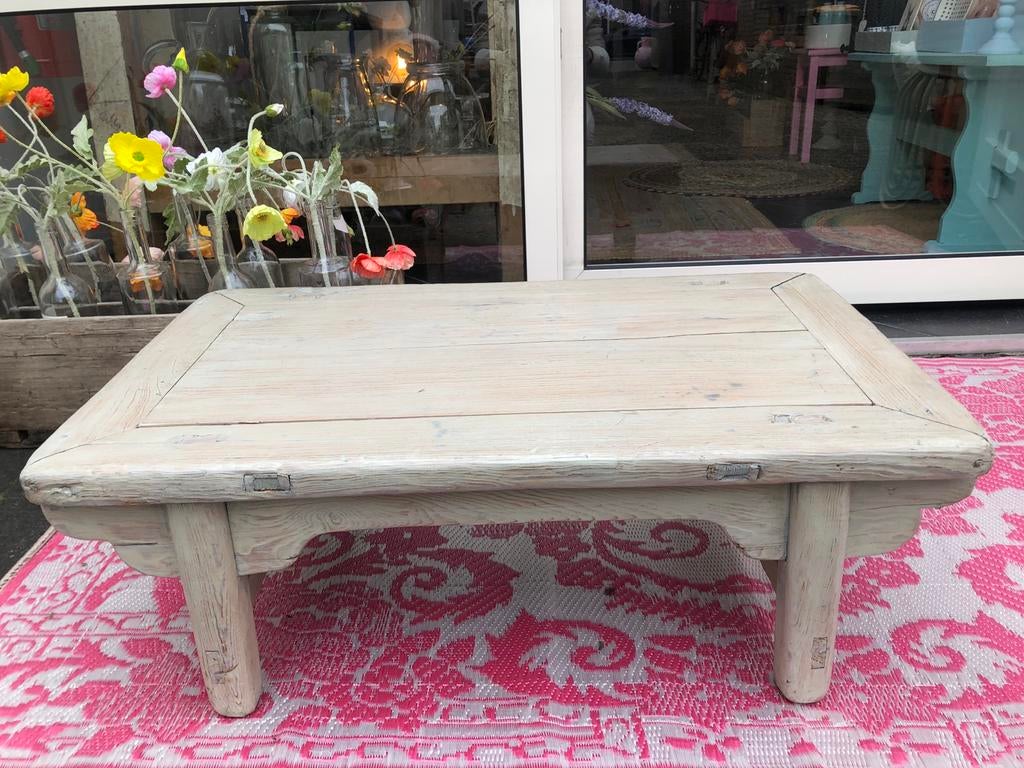 Stoere en sobere houten salontafel, Ophalen, Gebruikt, 50 tot 100 cm, Nvt