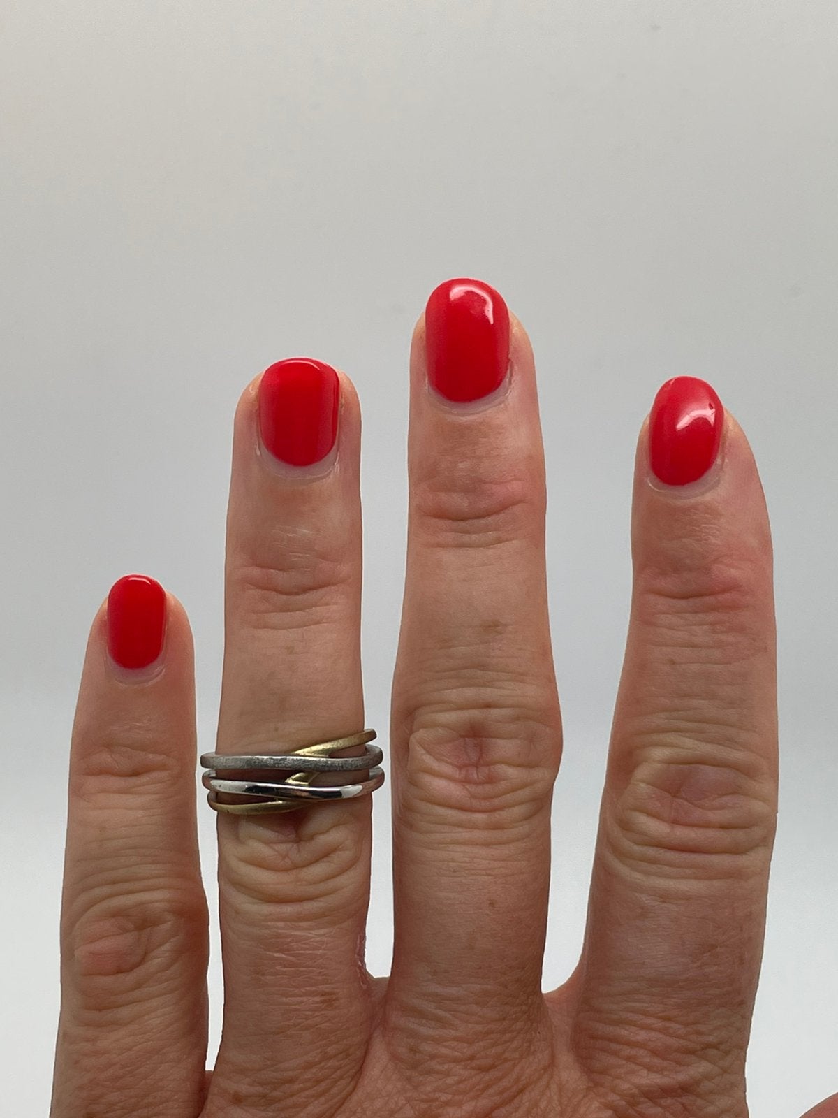 F159 Prachtige zilveren bicolor ring maat 17, Sieraden, Tassen en Uiterlijk, Ringen, Ophalen of Verzenden, X, Dame, Goud