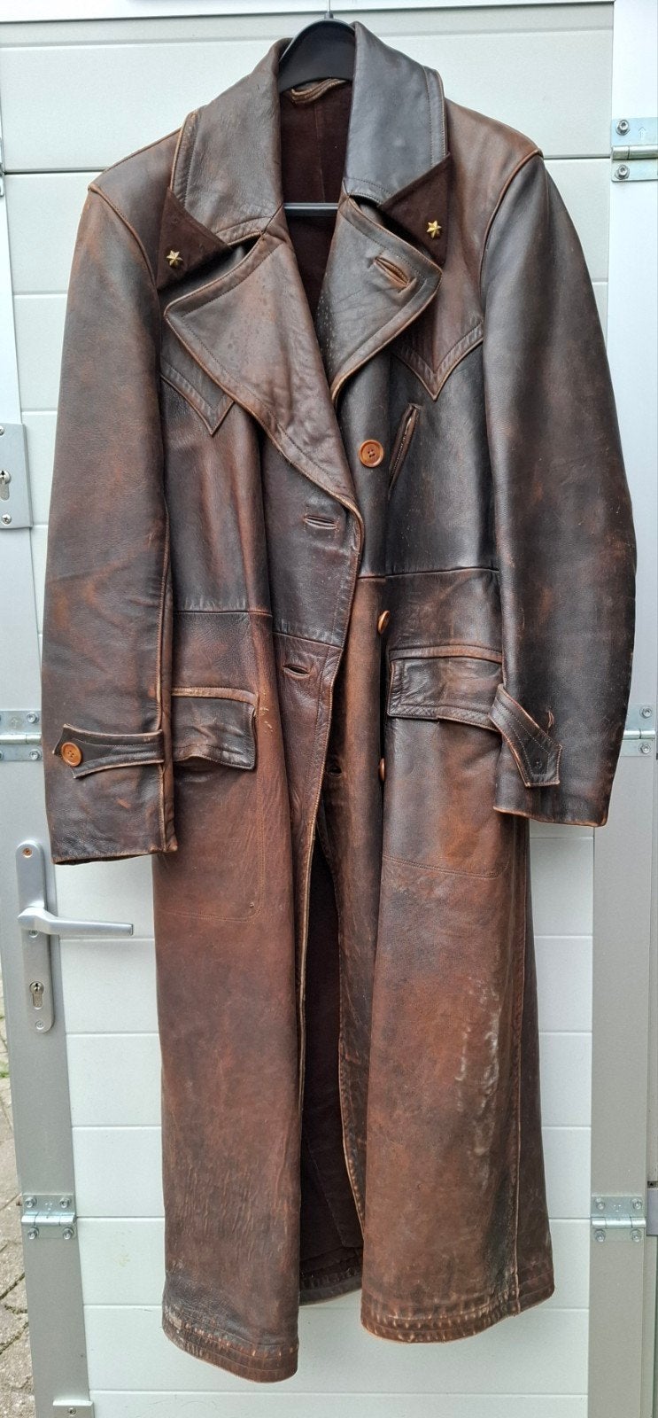 Leren jas, vintage, motorjas, mist 1 knoop en riem, Ophalen of Verzenden, Gebruikt