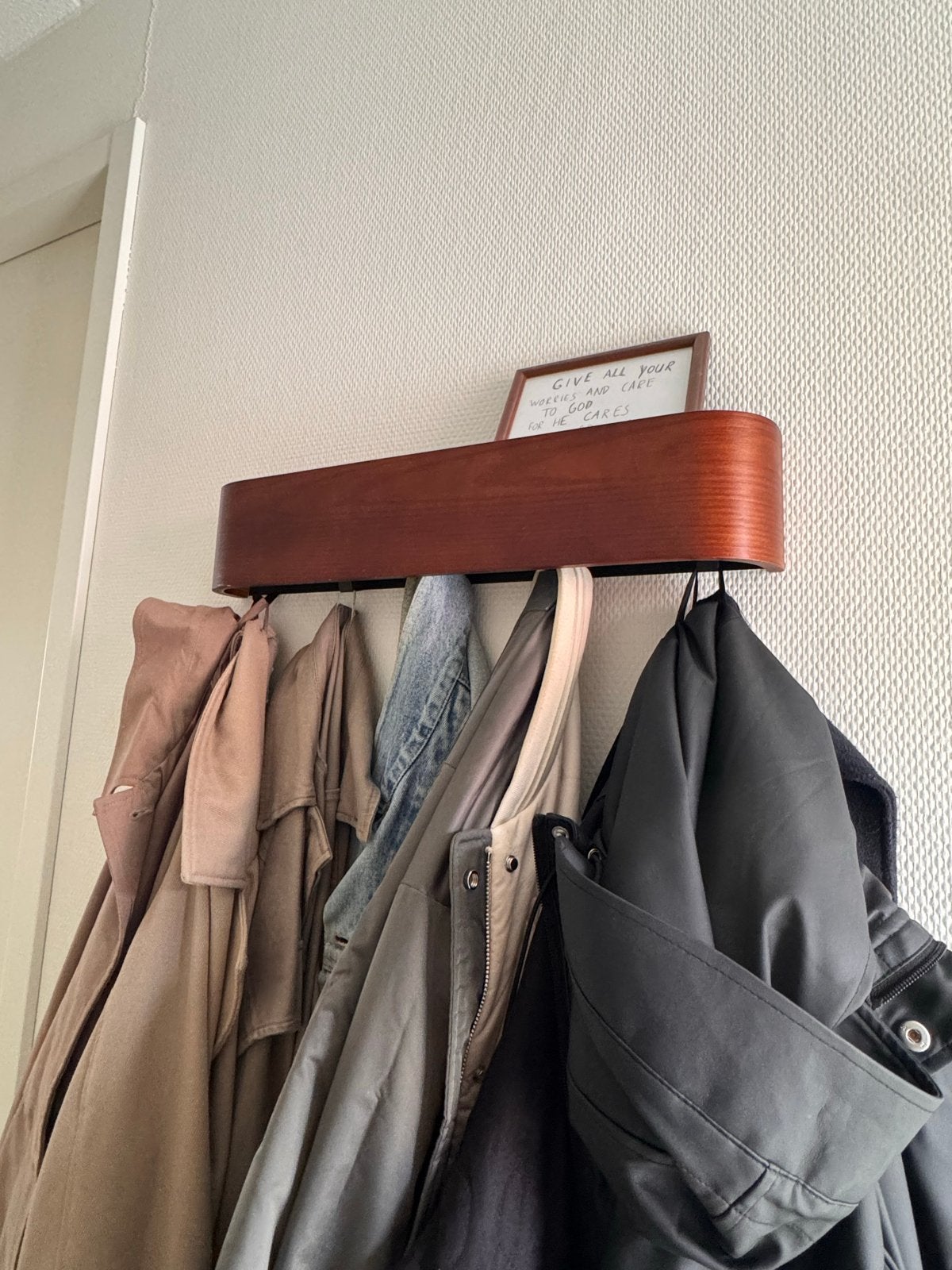 Walnoot Wandkapstok met 5 Haken - Zo goed als nieuw, Ophalen, Zo goed als nieuw, Hout, Wandkapstok