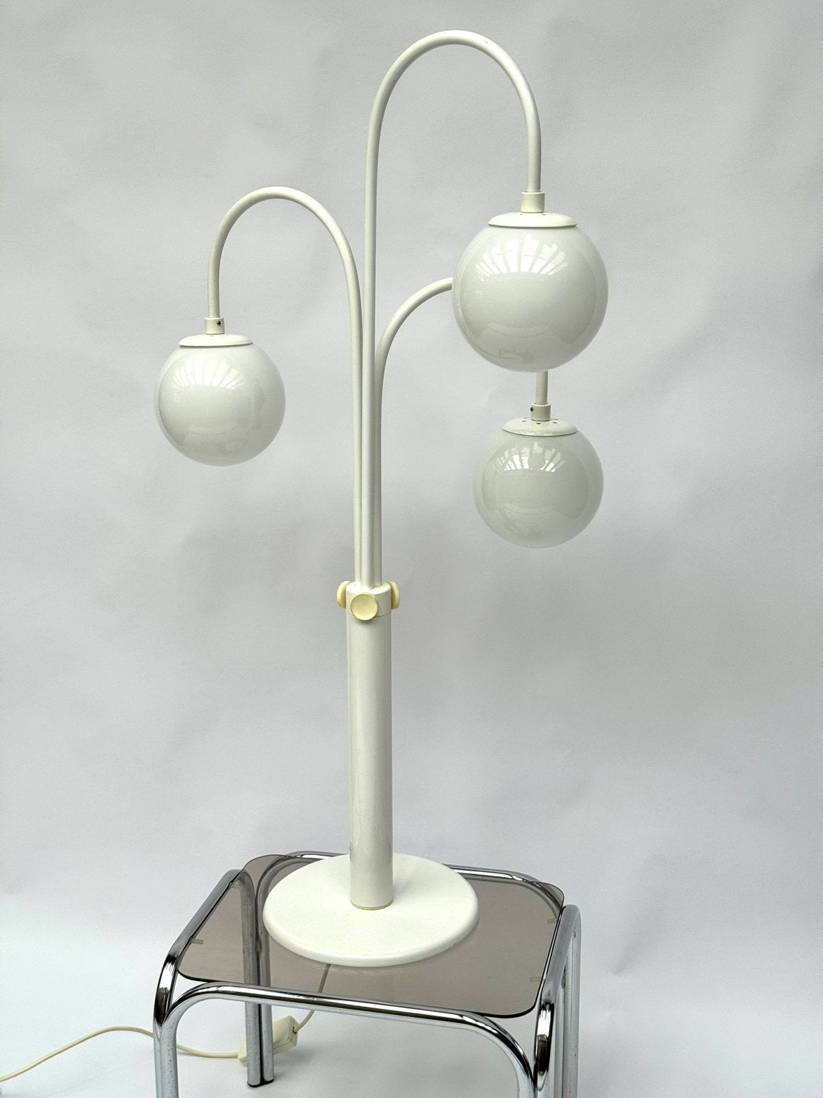 Enorme Vintage Waterval Lamp, Elco Lite Herda, Bollamp Glas, Dimbaar, Overige typen, Gebruikt, Wit