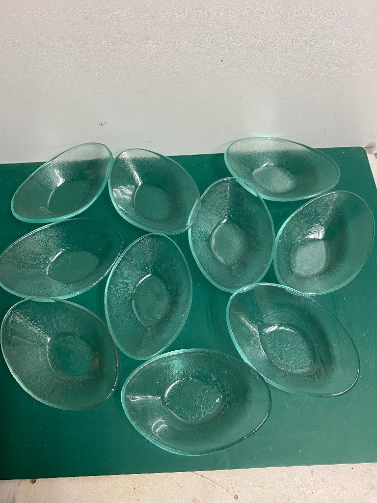 Set van 10 glazen schaaltjes - ovaal, Gebruikt, Schaal, Ophalen of Verzenden, Glas
