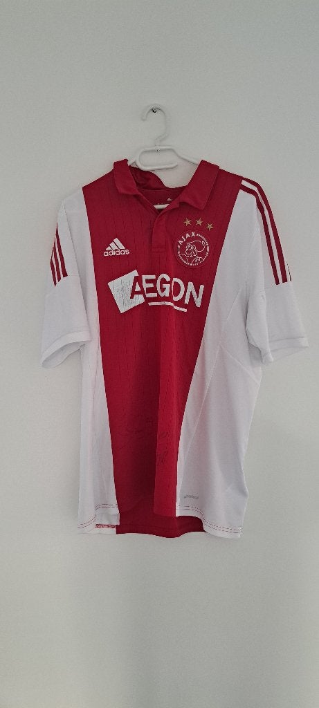 Ajax Adidas thuisshirt 2014/2015 met 2 handtekeningen maat L, Verzamelen, Sportartikelen en Voetbal, Ophalen of Verzenden, Gebruikt