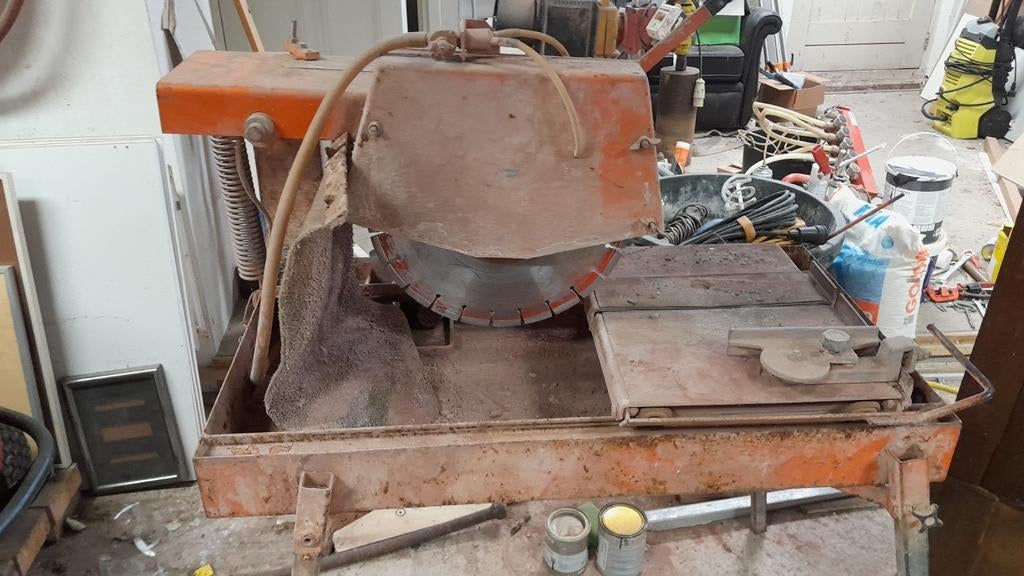 Stenenzaagmachine met nieuw diamantblad, Doe-het-zelf en Verbouw, Gereedschap | Zaagmachines, Ophalen, Gebruikt, Overige typen
