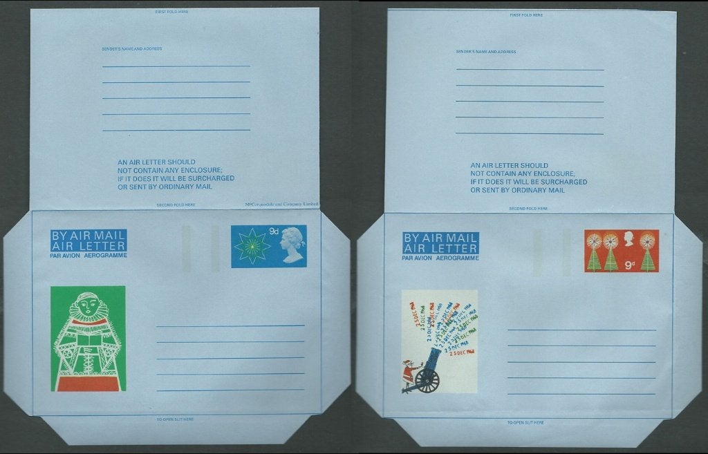 ENGELAND 1968 9d. Kerstmis Airletters, Greiner: 41-42, mint., Verzenden, Postfris