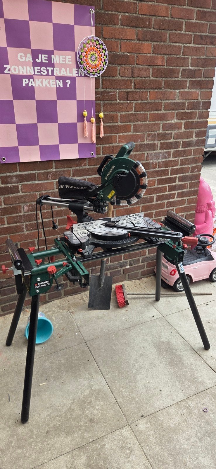 Parkside Afkortzaag PZKS 2000 C3 met onderstel PUG 1600 C3, Gebruikt, 70 mm of meer, Ophalen of Verzenden, Parkside