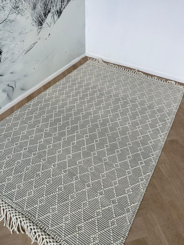 Vloerkleed handgeweven wol bolletjes 160x230, Huis en Inrichting, Stoffering | Tapijten en Kleden, Ophalen of Verzenden, Rechthoekig