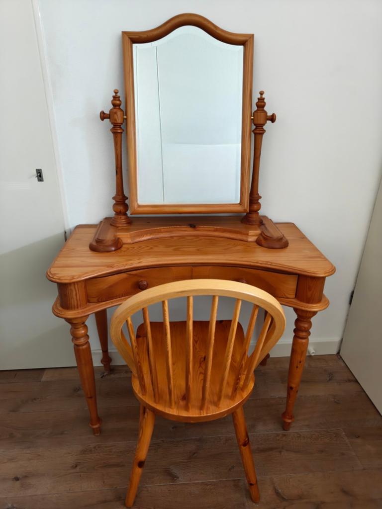 Eiken handgemaakte kaptafel, Huis en Inrichting, Tafels | Kaptafels, Ophalen, 100 tot 150 cm, 50 tot 100 cm, Zo goed als nieuw