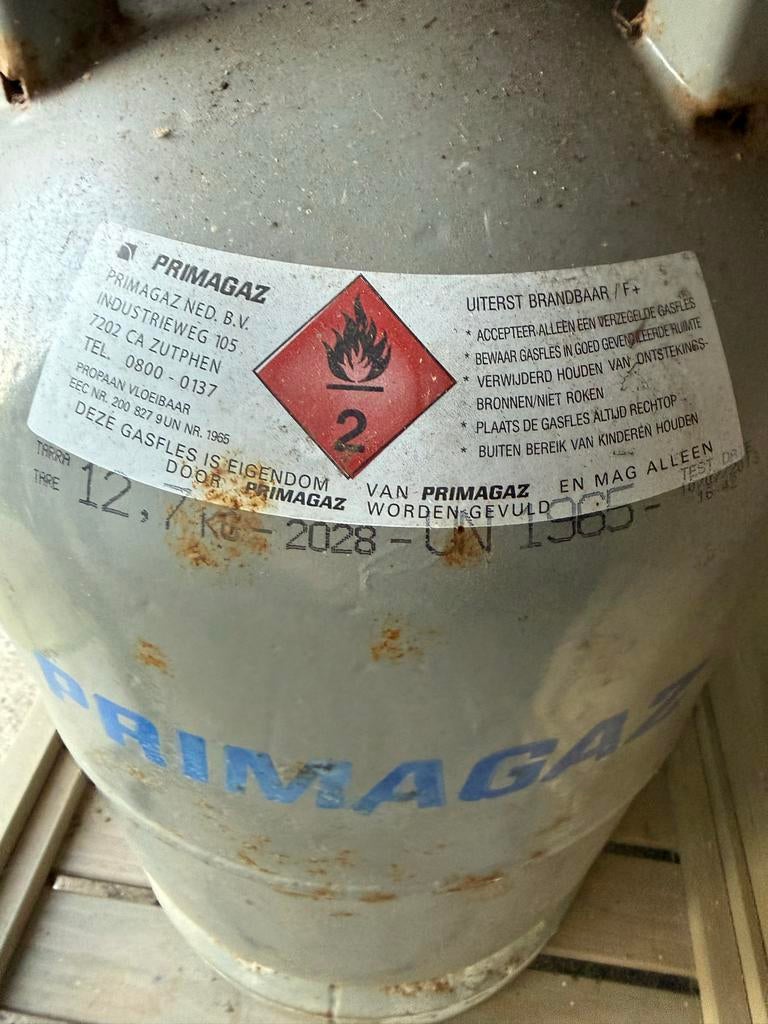 Primagaz gasfles met slang en drukregelaar, Ophalen, Gebruikt