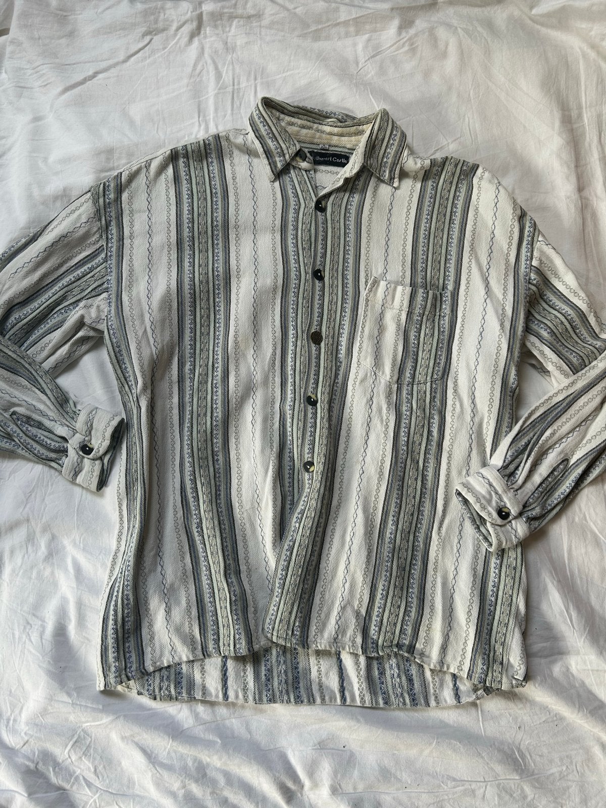 Vintage gestreept overhemd - Maat L, Ophalen of Verzenden, Gedragen, Meerkleurig, Halswijdte 41/42 (L)
