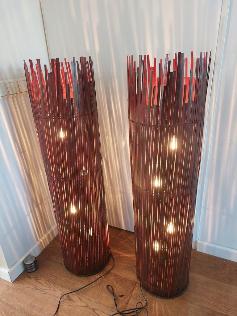 Rotvik Ikea staande vloerlampen bamboe, Ophalen of Verzenden, Zo goed als nieuw, Overige materialen, 100 tot 150 cm