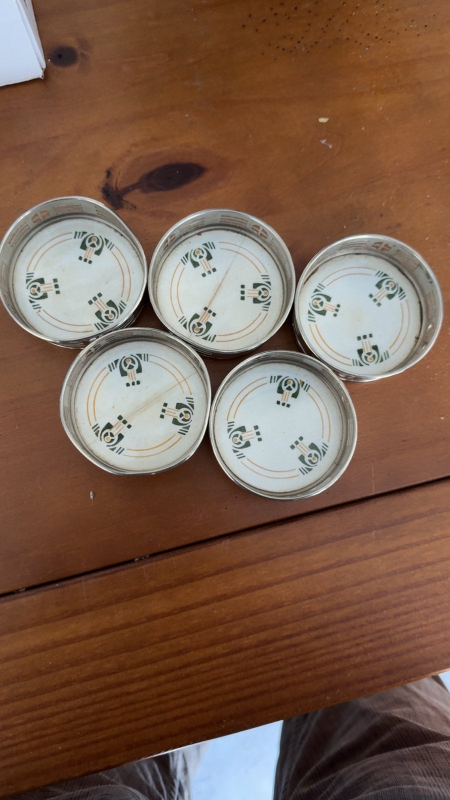 Set van 5 vintage onderzetters met art deco design, Ophalen of Verzenden