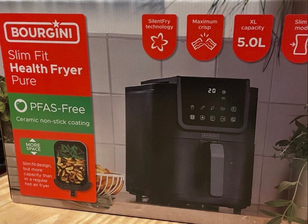 Gloednieuwe Bourgini Slim Fit Health Airfryer Pure 5.0L, Ophalen of Verzenden, Nieuw, Airfryer XL, 1500 gram of meer