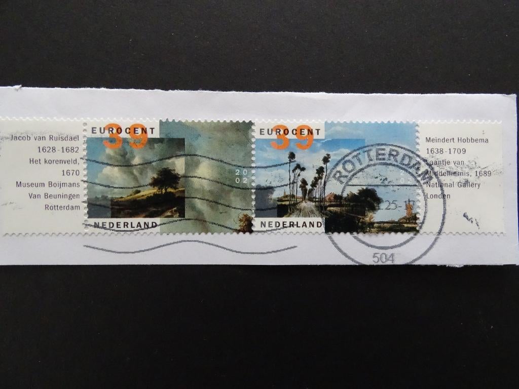 Postzegels NL / Jacob van Ruisdael / Meindert Hobbema / 2002, Ophalen of Verzenden, Na 1940, Gestempeld