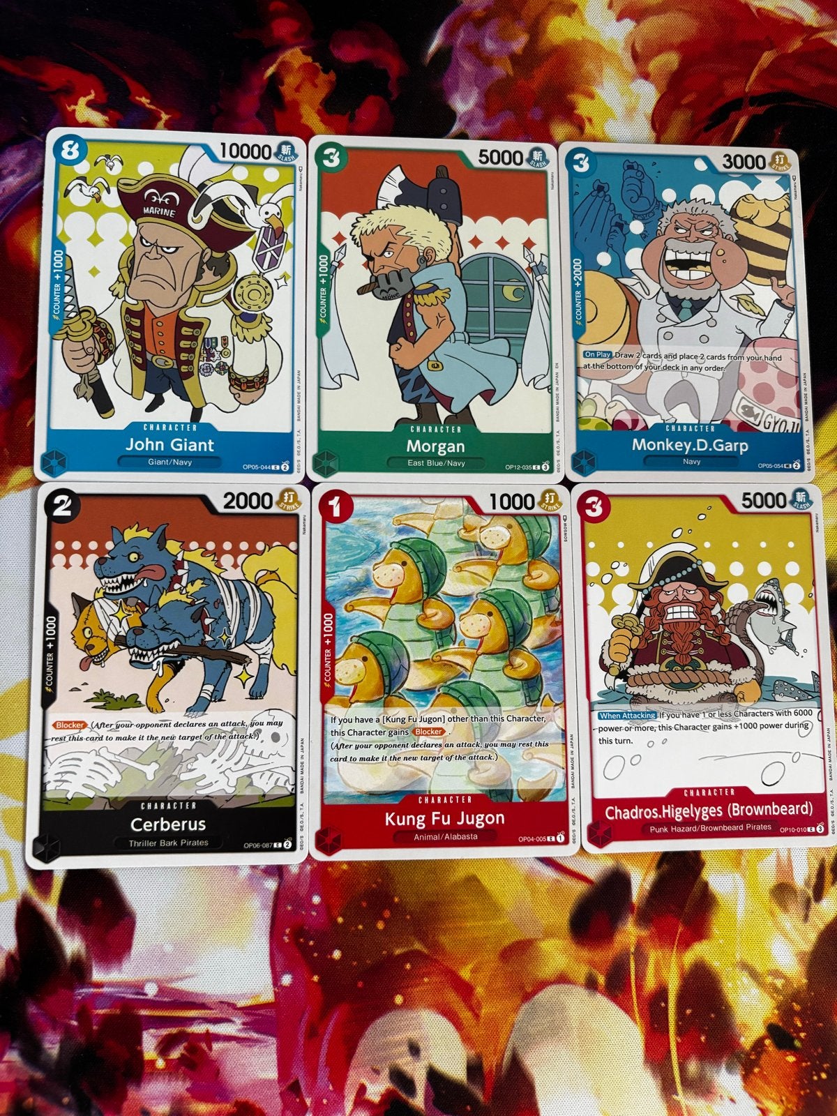 One Piece Kaarten Set - John Giant, Morgan, Garp, Cerberus, Ophalen of Verzenden, Zo goed als nieuw