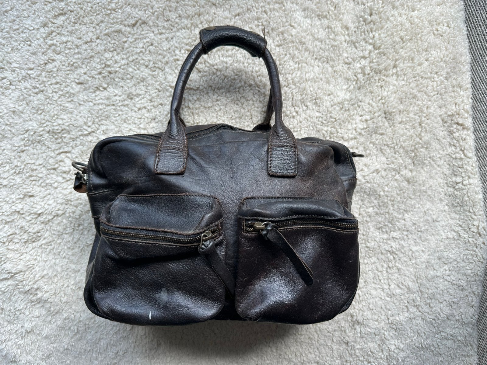 Donkerbruine leren Cowboysbag, Ophalen of Verzenden, Gebruikt, Bruin, Handtas