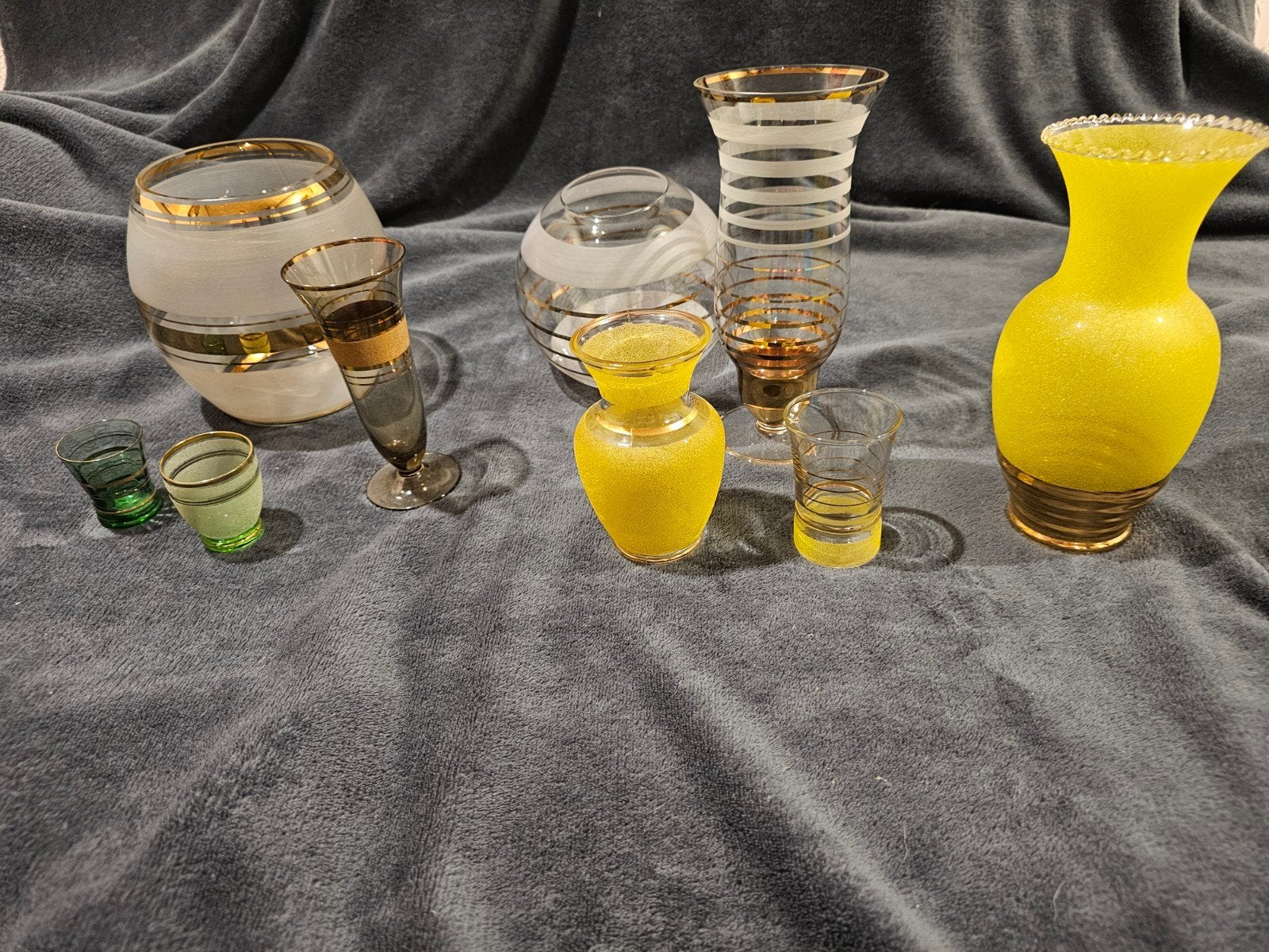 vintage lotje glas (booms ?), Ophalen of Verzenden, Goud, Glas