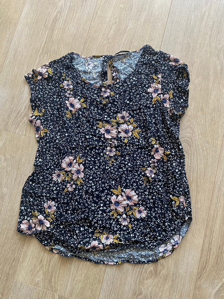 Nieuw blouse met roze roosjes 42 box 52, Verzenden, Nieuw, Maat 42/44 (L), Zwart