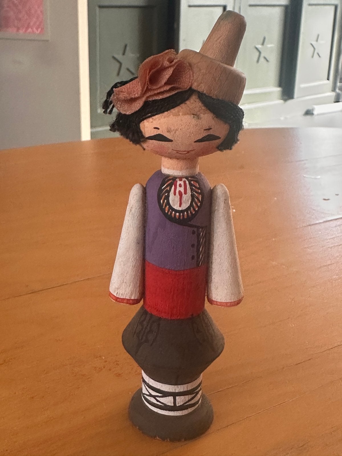 Vintage Klederdracht Poppetje - Houten Handgemaakt, Ophalen of Verzenden, Gebruikt