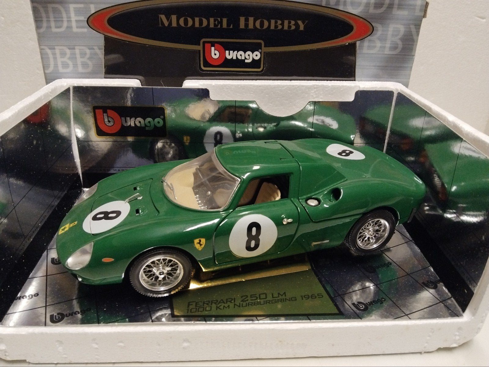 Ferrari 250 LM #8 Nurburgring 1965 Bburago metal 1:18 KRD, Ophalen of Verzenden, Zo goed als nieuw, Auto, Overige merken