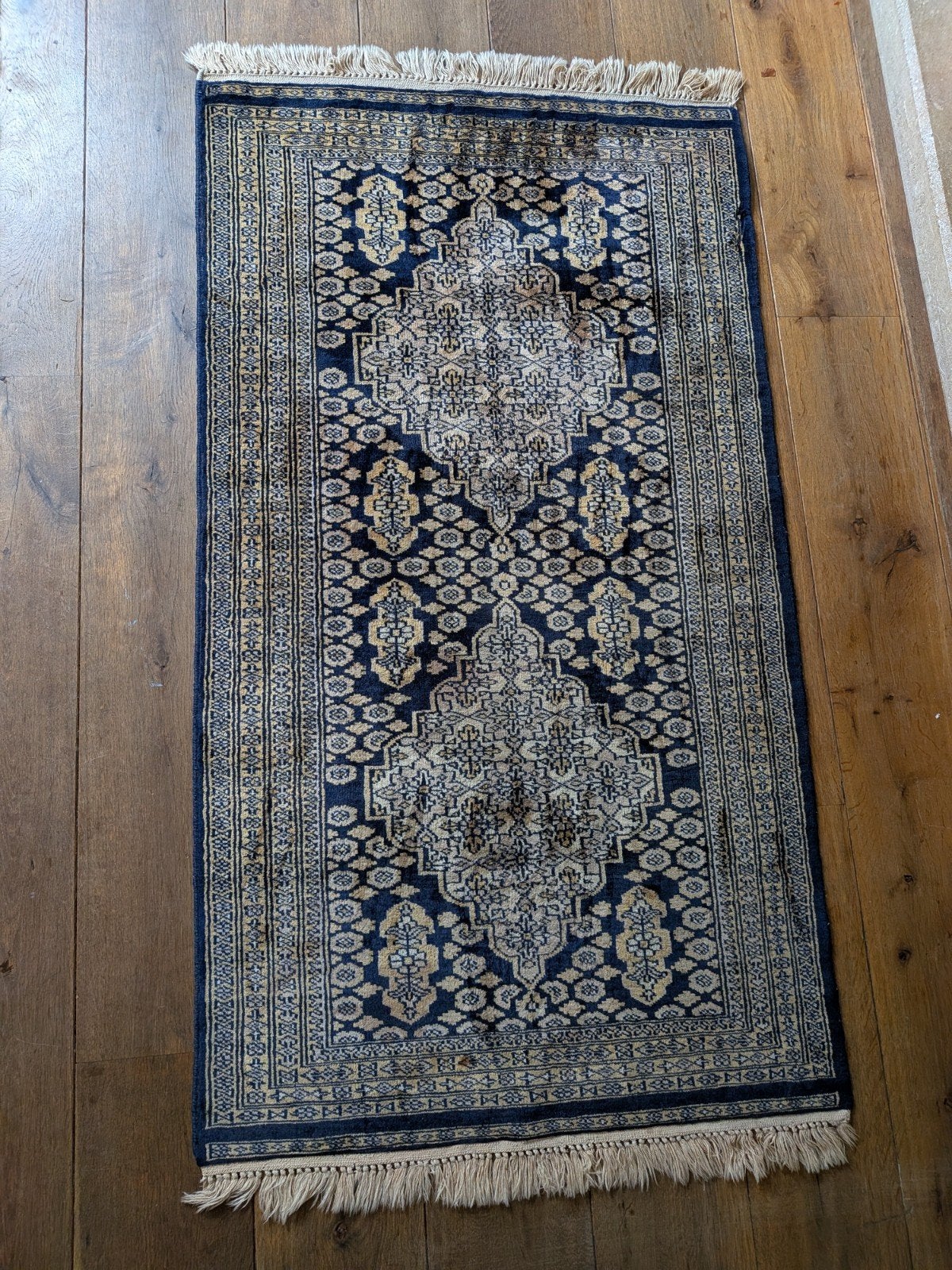 Authenthieke Handgeknopte Oosterse Loper (78x150cm), Ophalen, Blauw, 200 cm of meer, 50 tot 100 cm