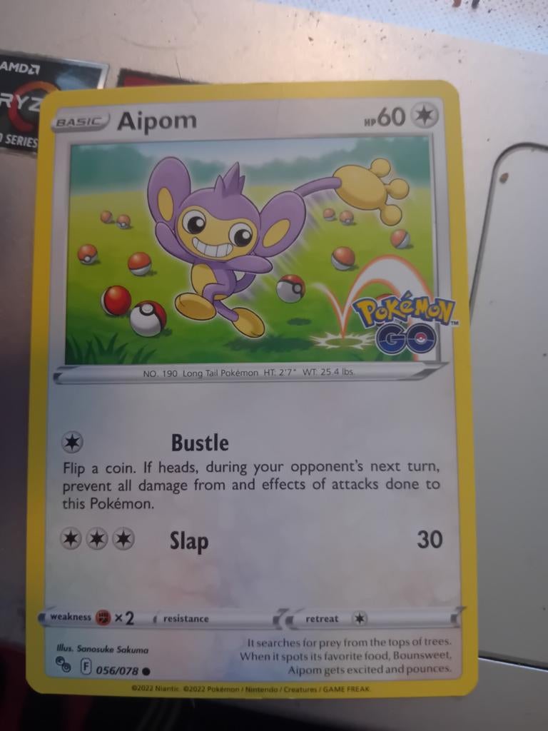 Pokémon GO Aipom 056/078 Pokémon Kaart, Ophalen of Verzenden, Zo goed als nieuw, Losse kaart, Foil
