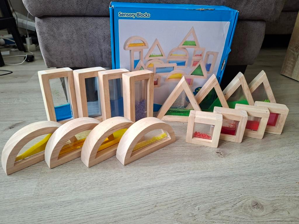 TickiT sensorische houten blokken, Kinderen en Baby's, Speelgoed | Houten speelgoed, Ophalen of Verzenden, Zo goed als nieuw