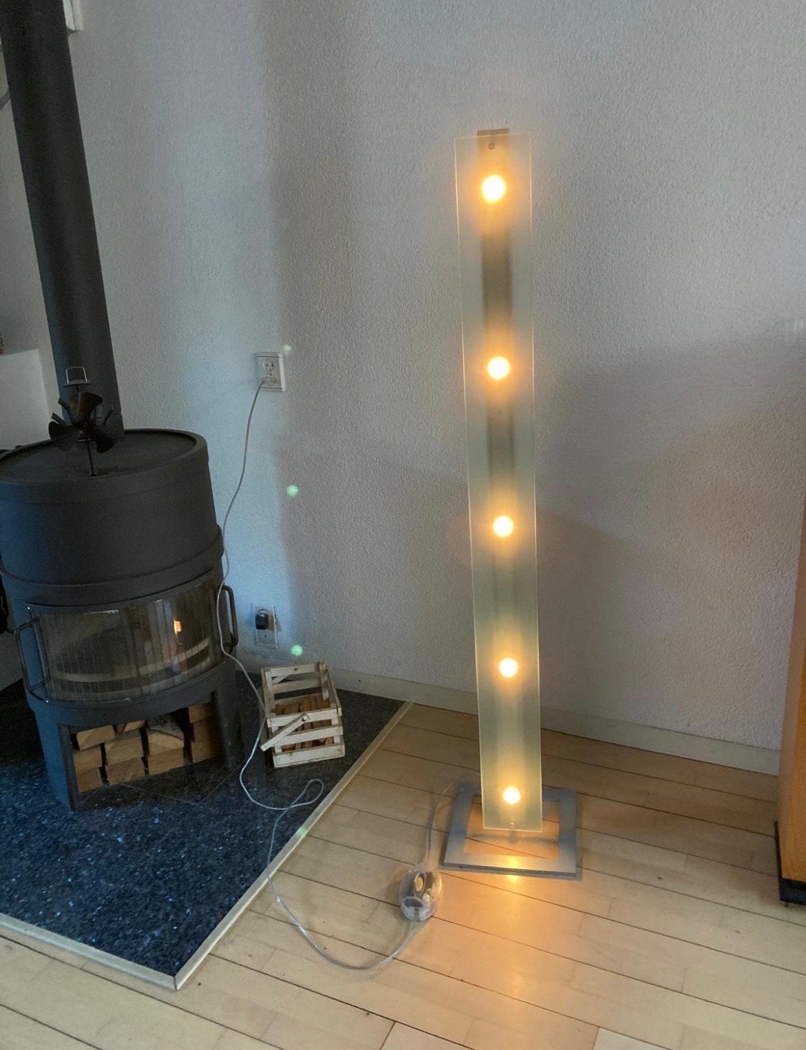 Moderne staande lamp met 5 lichtpunten, Huis en Inrichting, Overige fittingen, Ophalen of Verzenden, 150 tot 200 cm, Glas