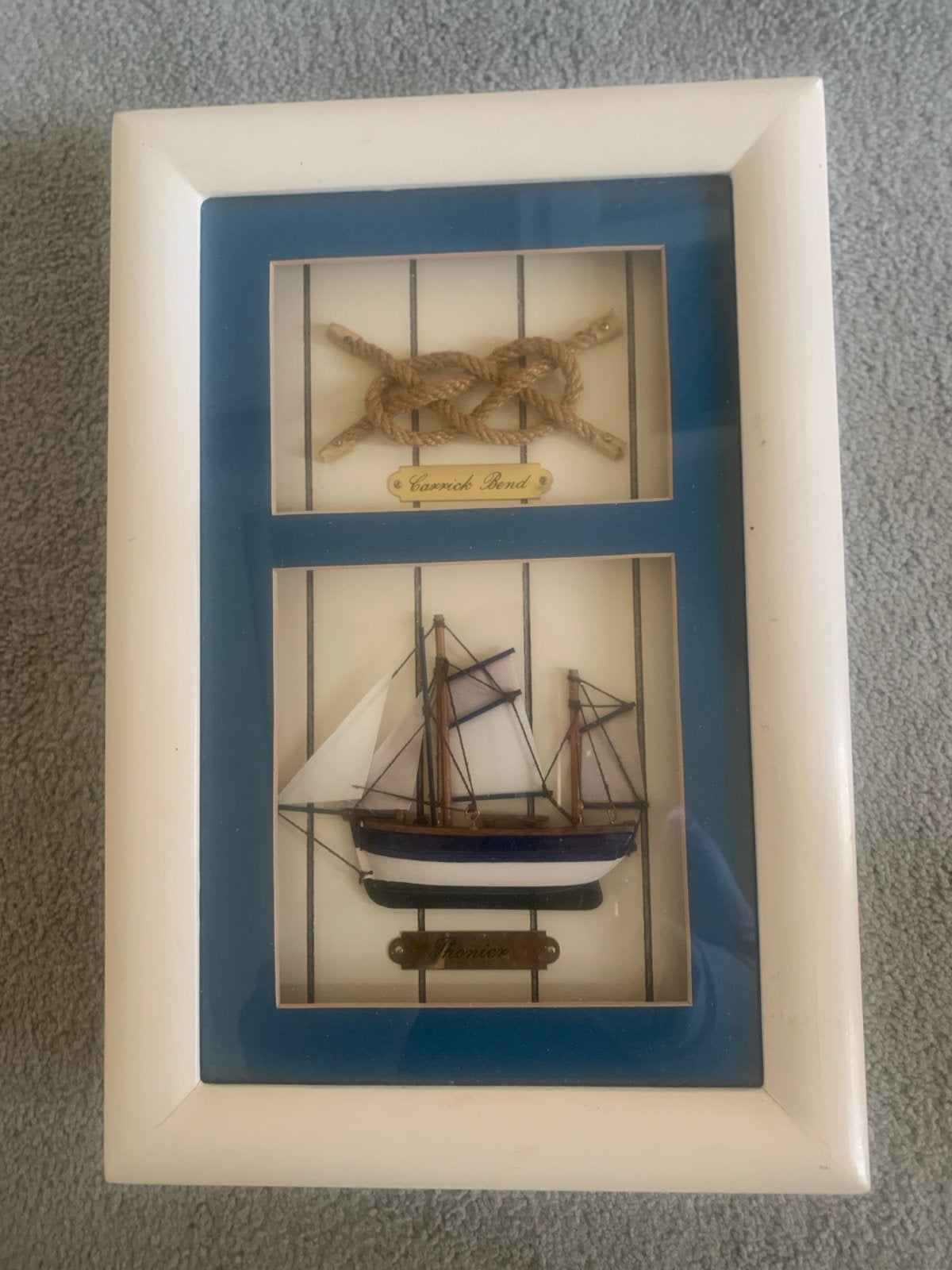Sleutelkast Maritiem deco: Carrick Bend knoop en zeilschip, Hout, Gebruikt, Overige stijlen, Ophalen of Verzenden
