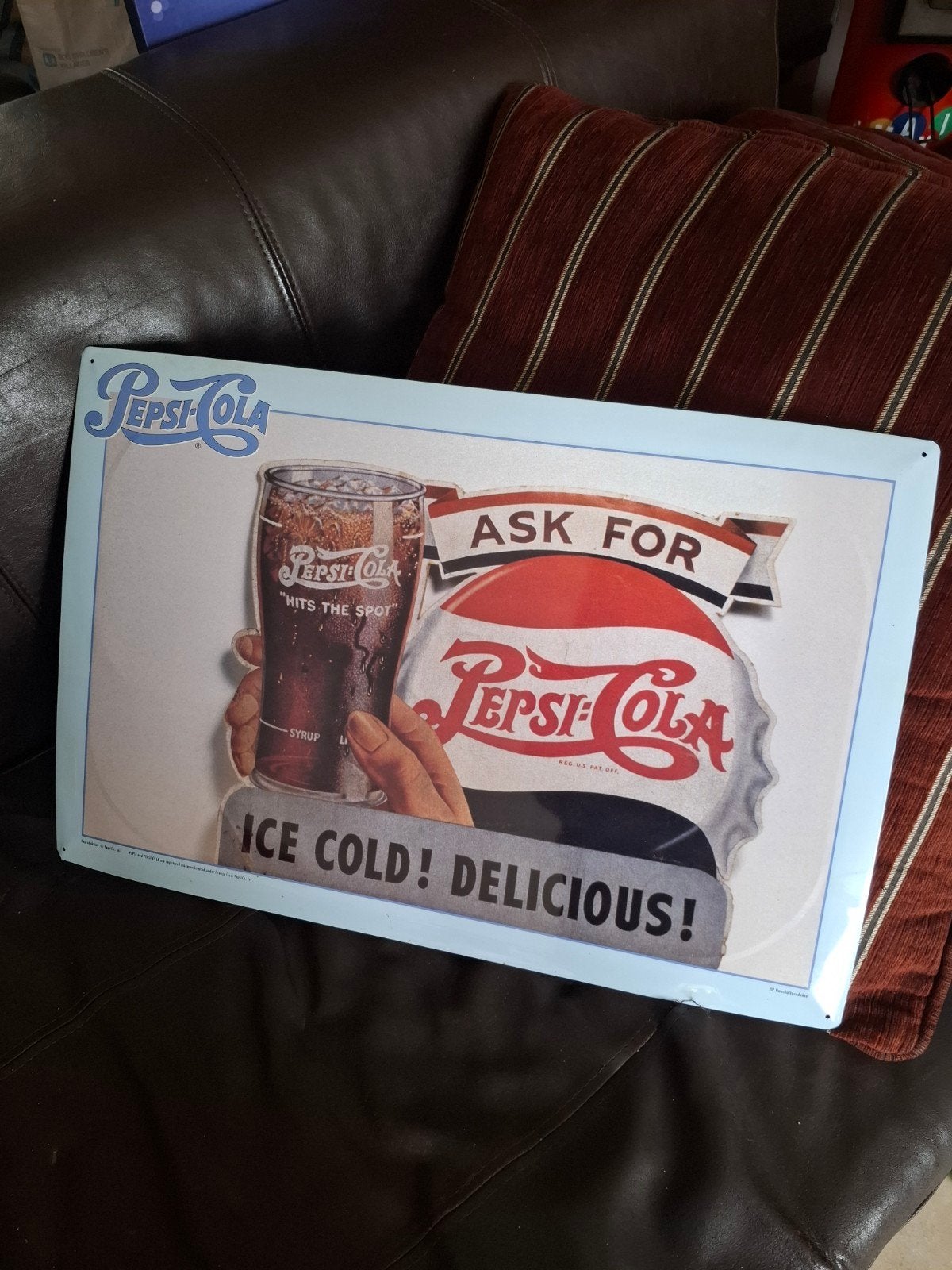 Pepsi-Cola metalen reclamebord, Ophalen of Verzenden, Gebruikt, Reclamebord