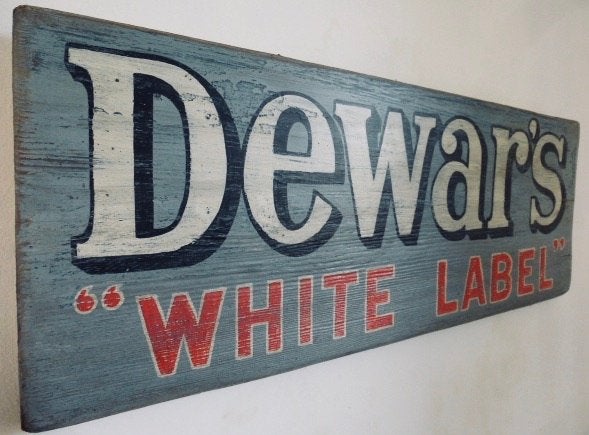 Handgeschilderd pubbord/Dewar's White Label/Schotse whisky, Reclamebord, Ophalen of Verzenden, Zo goed als nieuw, B6